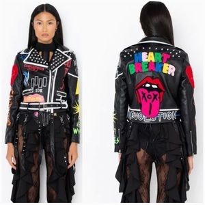 Azalea Revolution Studden Leaded Graphic Jacket